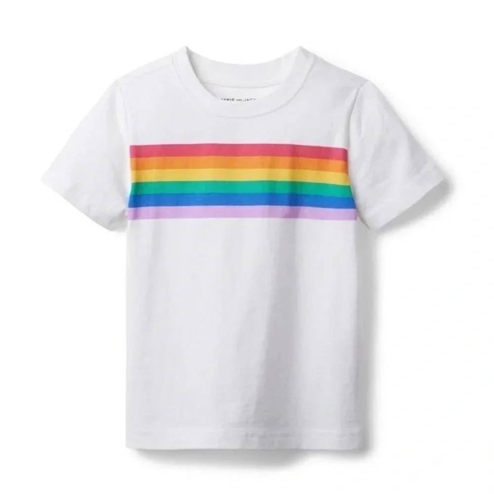 NWT Janie‎ and Jack t-shirt rainbow short sleeve white